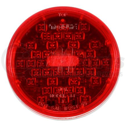 Paccar 44202R Brake / Tail / Turn Signal Light - Super 44, Red, Round, LED, 42 Diodes, Grommet Mount, Fit N' Forget, 12V