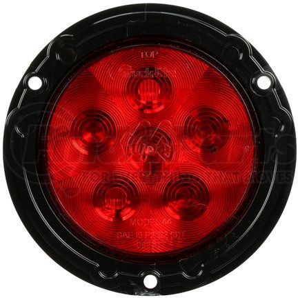 Paccar 44326R Brake / Tail / Turn Signal Light - Super 44, Red, Round, LED, 6 Diodes, Black Flange Mount, Fit N' Forget, 12V