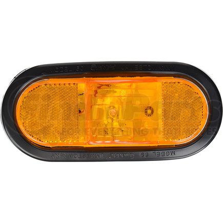 Paccar 60015Y Turn Signal Light - 60 Series, Yellow, Oval, Incandescent, Black Grommet Mount, PL-3, 12V