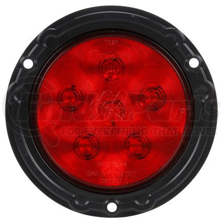 Paccar 44986R Brake / Tail / Turn Signal Light - Super 44, Red, Round, LED, 6 Diodes, Black Flange Mount, Fit N' Forget, 12V, Diamond Shell