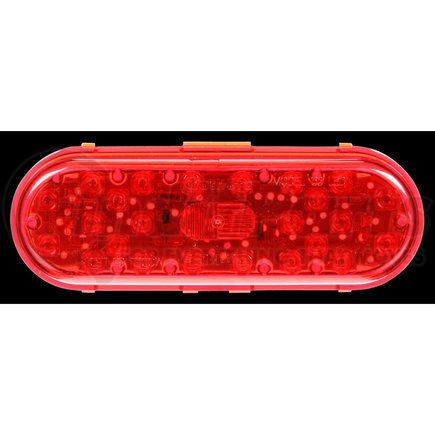 Paccar 60250R Brake / Tail / Turn Signal Light - 60 Series, Red, Oval, LED, 26 Diodes, Grommet Mount, Fit N' Forget, 12V