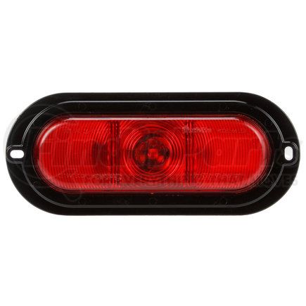 Paccar 66256R Brake / Tail / Turn Signal Light - Super 66, Red, Oval, LED, 1 Diode, Black Flange Mount, Fit N' Forget, 12V