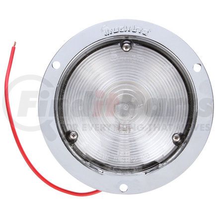 Paccar 80423C Dome Light - 80 Series, Clear, Round, Incandescent, 1 Bulb, Hook Up, Chrome Flange Mount