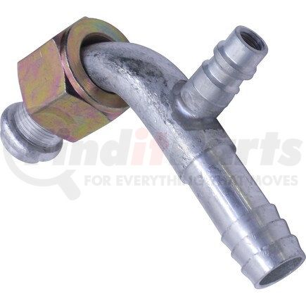 Universal Air Conditioner (UAC) FT7007C A/C Refrigerant Hose Fitting -- Aluminum 90º Female Oring Barb Fitting w/ Svc Port