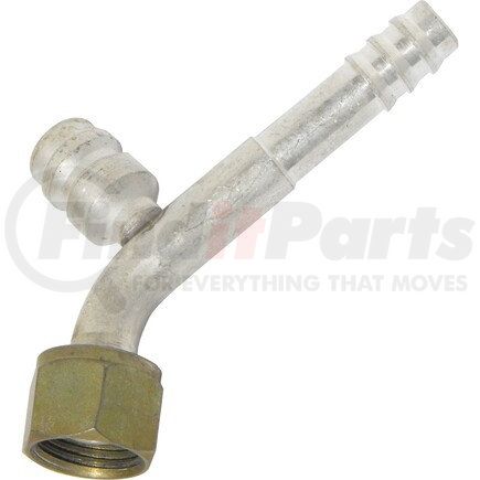 Universal Air Conditioner (UAC) FT7009C A/C Refrigerant Hose Fitting -- Aluminum 45º Female Oring Barb Fitting w/ Svc Port