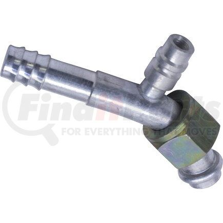 Universal Air Conditioner (UAC) FT7010C A/C Refrigerant Hose Fitting -- Aluminum 45º Female Oring Barb Fitting w/ Svc Port