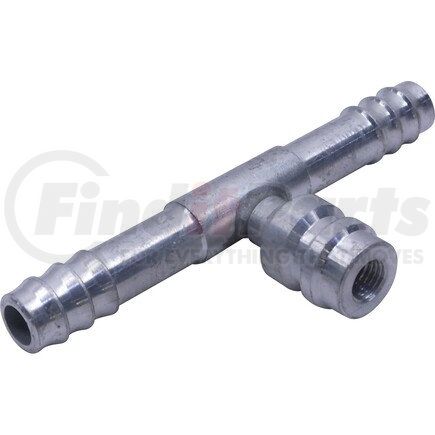 Universal Air Conditioner (UAC) FT7049C A/C Refrigerant Hose Fitting -- Aluminum Straight Barb Splicer w/ Service Port