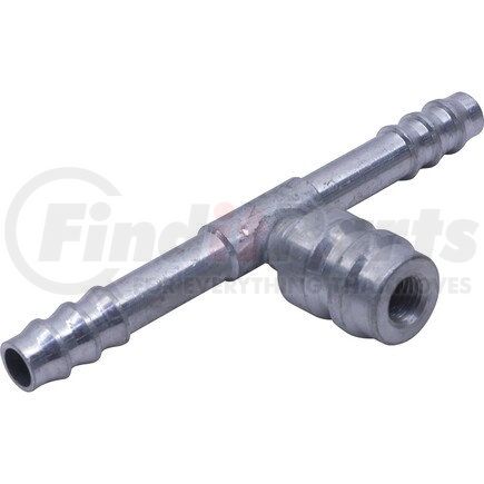 Universal Air Conditioner (UAC) FT7048C A/C Refrigerant Hose Fitting -- Aluminum Straight Barb Splicer w/ Service Port