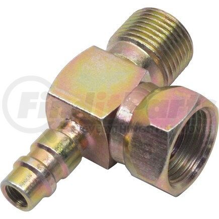 Universal Air Conditioner (UAC) FT0206C A/C Refrigerant Hose Fitting -- Steel 90º Compressor Fitting w/ Service Port