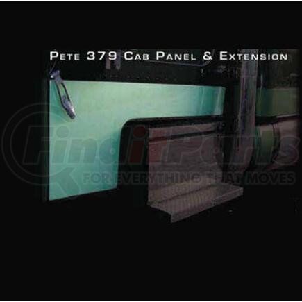 Aranda P-1177 Cab Panel Blank w/Integrated Hood Ext. Make Peterbilt Model 379 Size 6 Units 1 Pr. Material S.S. Gauge 18G Alloy #430 Finish BA Shipping Measurements 64x26x9=33lbs