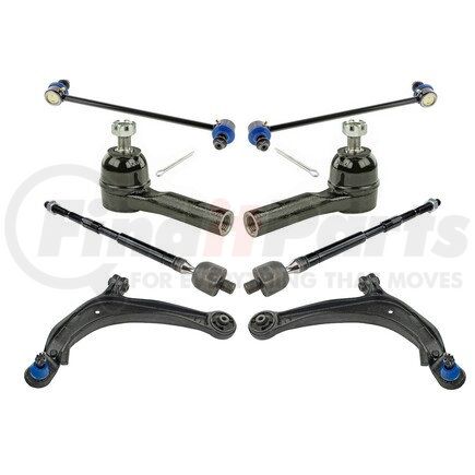 Mevotech MKIT10048 Suspension Kit - Front, 6-Piece Front End Supreme Steering and Suspension, with Steel Control Arm