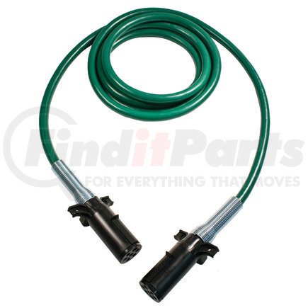 Tectran 7AAB122PG Trailer Power Cable - 12 ft., 7-Way, Straight, ABS, Green, with Poly Plugs