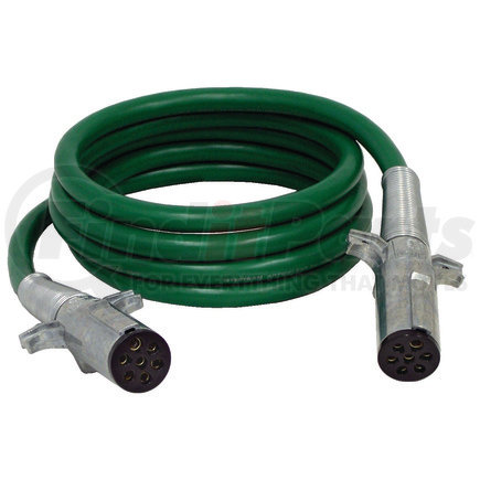 Tectran 7AAB152MG Trailer Power Cable - 15 ft., 7-Way, Straight, ABS, Green, with Spring Guards
