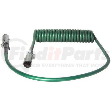 Tectran 7ATG512MW Trailer Power Cable - 15 ft., 7-Way, Powercoil, ABS, Green, with WeatherSeal