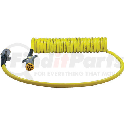 Tectran 7ATG542EW Trailer Power Cable - 15, ft. 7-Way, Powercoil, Auxiliary, Yellow, WeatherSeal