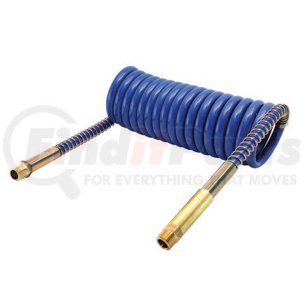 Tectran 16B12BH Air Brake Hose Assembly - 12 ft., VORTECX Armorcoil, Blue, with Brass Handles