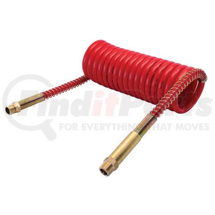 Tectran 16B12RH Air Brake Hose Assembly - 12 ft., VORTECX Armorcoil, Red, with Brass Handles