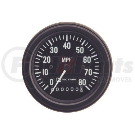 Tectran 95-0519 Speedometer Gauge - Black, 3-3/8 in. dia., 0-80 mph, Programmable, White Pointer
