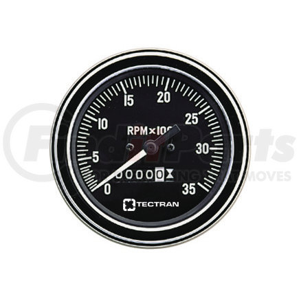 Tectran 95-0707 Tachometer Gauge - Chrome, 3-3/8 in. dia., 0-3500 RPM, with Counter