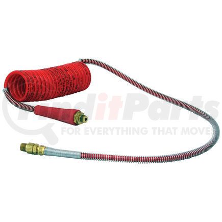 Tectran 16P1572RH Air Brake Hose Assembly - 15 ft., Coil, Red, Pro-Flex, with Handles and LIFESwivel Fitting