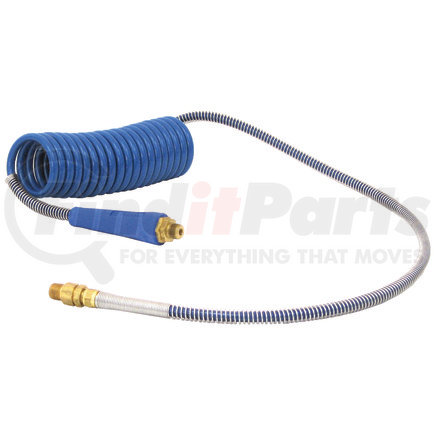 Tectran 16P1572BH Air Brake Hose Assembly - 15 ft., Coil, Blue, Pro-Flex, with Handles and Fitting
