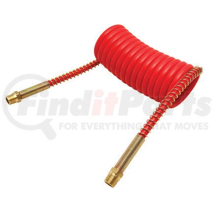 Tectran 16215RV Air Brake Hose Assembly - 15 ft., V-Line Aircoil, Red, with Brass Fittings