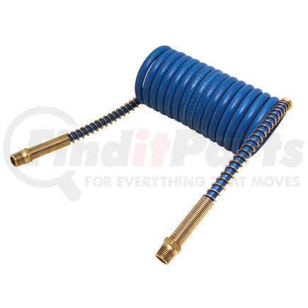 Tectran 16215BV Air Brake Hose Assembly - 15 ft., V-Line Aircoil, Blue, with Brass Fittings