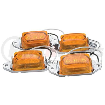 RoadPro RP-1445A/4P Marker Light - 1.75" x 1", Amber, 3 LEDs, Chrome Base
