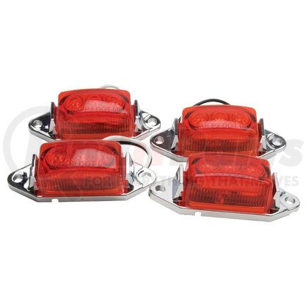 RoadPro RP-1445R/4P Marker Light - 1.75" x 1", Red, 3 LEDs, Chrome Base