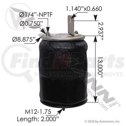 Automann AB1DF23I-P1067 Air Spring - Rolling Lobe Type