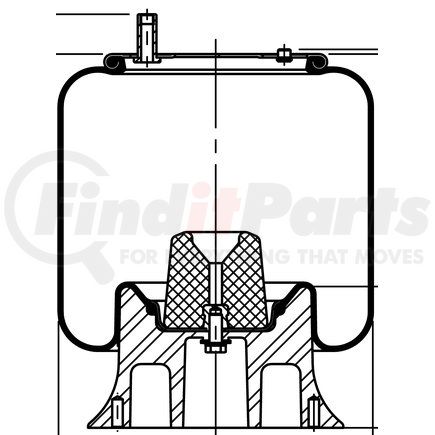 ContiTech 65807 Aluminum Base Air Spring - 15.5 in. Design Height, 12.6 in. Max Diameter, 24.6 in. Max Height