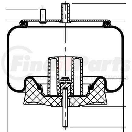 ContiTech 68608 Air Spring - Reversible Sleeve, 9.5 in. Design Height, 10.8 in. Max Diameter, 14.8 in. Max Height