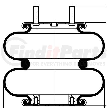 ContiTech 64511 Double Convoluted Air Spring - 8 in. Design Height, 9.8 in. Max Diameter, 10.5 in. Max Height