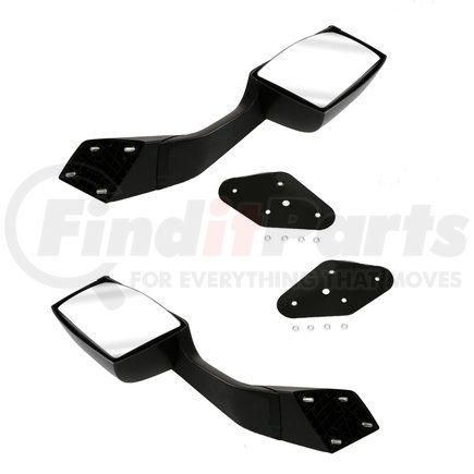 Torque Parts TR008-VLHMB-R Hood Mirror - Passenger Side, Black, Manual, Plastic, with Mounting Plate