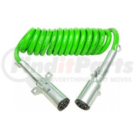 Torque Parts TR831160 ABS Electric Coil - 7-Way, 15 ft., Green, Heavy-Duty Plugs with Spring Guards