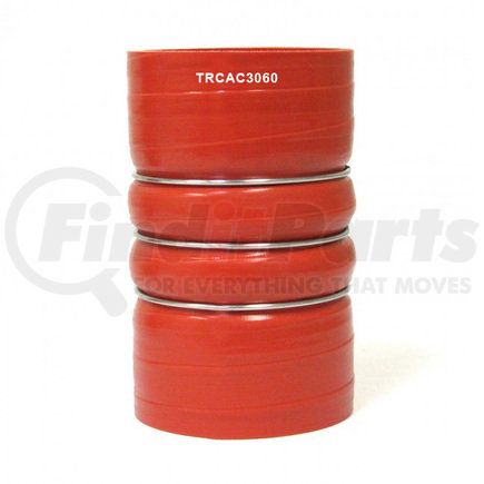 Torque Parts TRCAC3060 Air Cooler Hump Hose - Silicone Charge, 3" x 6", 100 PSI, with Three Rings, Red, for Semi Trucks