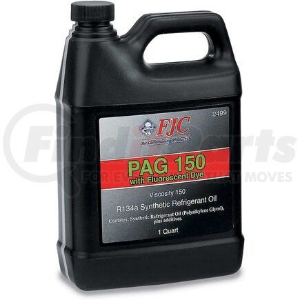FJC, Inc. 2499 Refrigerant Oil - PAG Oil, Synthetic, Viscosity 150, with Fluorescent Leak Detection Dye, 1 Quart, For Use with R-134a Only