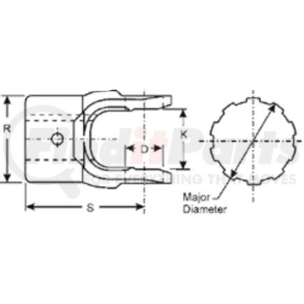 Dana 10-4-101 1000 Series Power Take Off (PTO) End Yoke - Steel, 2.500 C/L To End Hub S, Splined Hole