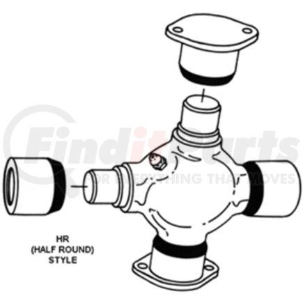Dana 5-773X U-Joint; Greaseable; 1710 Series Half Round; uses/includes Strap & Metric Bolts
