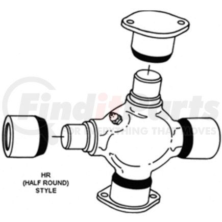 Dana 5-777X Universal Joint Greaseable; 1610 Series half round without strap kit