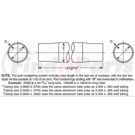 Dana 212234X-6422 DRIVE SHAFT TUBING; ALUMINUM