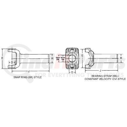 Dana 2-3-15321X 1310 Series Drive Shaft Transmission Slip Yoke - Steel, 26/27 Spline