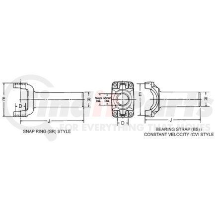 Dana 2-3-8281X 1310 Series Drive Shaft Transmission Slip Yoke - Steel, 24 Spline, SR Style