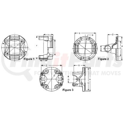 Dana 4-2-1149 1550 Series Drive Shaft Flange Yoke - Steel, 4 Bolt Holes, Rectangular Design
