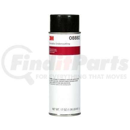 3M 08882 Paintable Undercoating, Black, 17 oz Net Weight Aerosol Can, Hydrocarbon Polymers Base