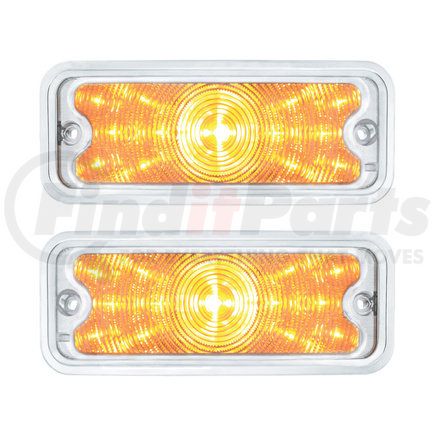 United Pacific 111109 Parking Light - Front, Amber LED/Clear Lens, 17 LEDs, with Stainless Steel Trim