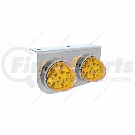 United Pacific 39626 Light Bar - Stainless, with Bracket, Reflector Cab Light, Amber LED and Lens, Stainless Steel, Dual Function, 17 LED Per Light