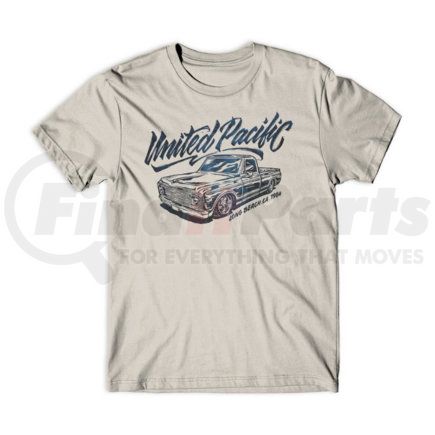 United Pacific 99307L T-Shirt - United Pacific Calligraphy C10, Sand, with Dark Blue Print, Cotton, Large