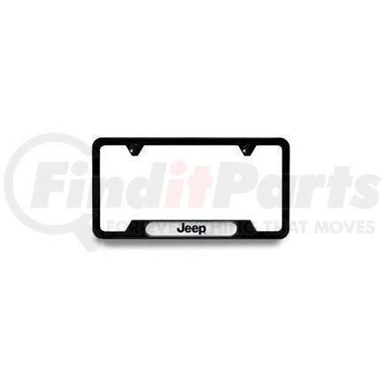 Mopar 82213252AB License Plate Frame - Satin Black, with 2 Top Holes, with Jeep Logo
