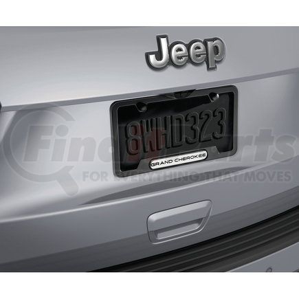 Mopar 82213626AB License Plate Frame - Satin Black, with 2 Top Holes, with Grand Cherokee Logo